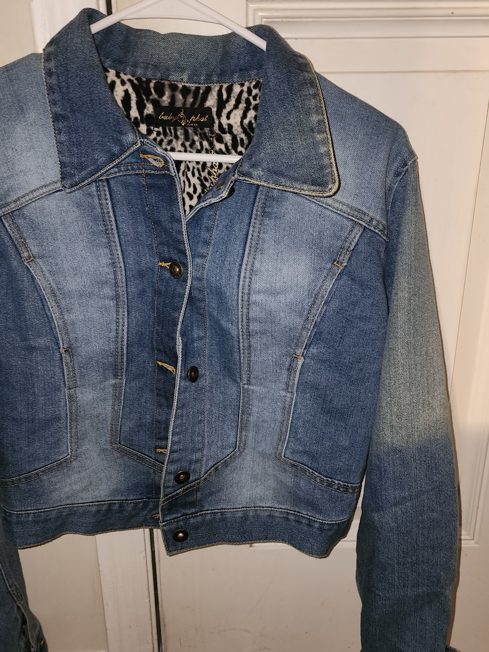 Baby Phat Wild Cat Denim Jacket L NWT Rhinestone Cat Zebra Y2K